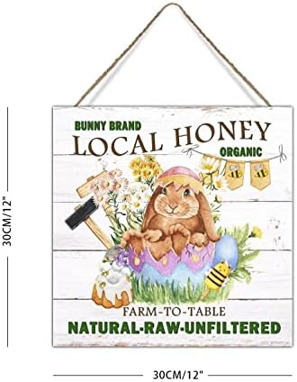 Swavecat fazenda rústica abelhas coelhos ovos de páscoa de madeira placa de primavera flor local mel coelho de páscoa coelho pendurado