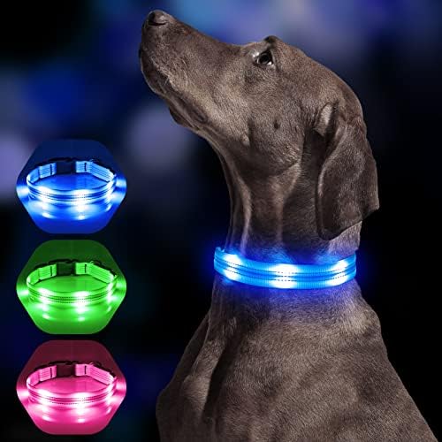 Colares de cachorro leves colarinhos de cachorro led cão USB recarregável, vizbrite super brilhante brilho de segurança no colarinho