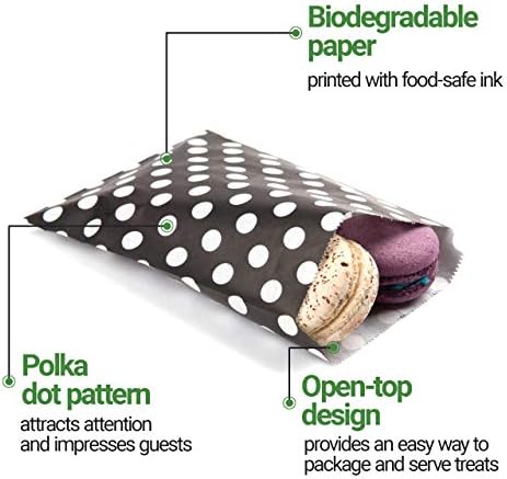 Restaurantware 7 x 5 polegadas Bolsas de biscoito, 100 sacolas de tratamento de papel biodegradáveis ​​- Use como favores de festas