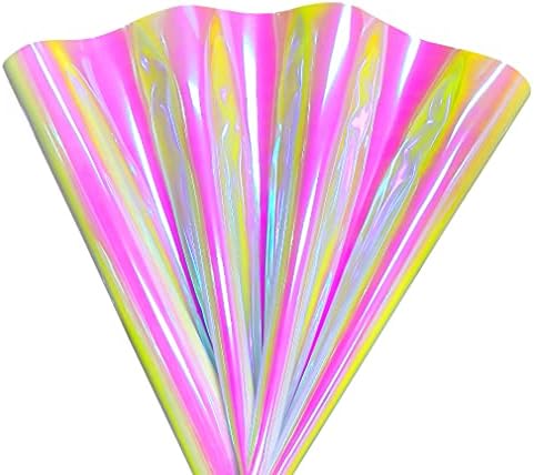 HOUG Holografia Iridescent Mirror Pink TPU FAUX FELHOS 1 ROLOS 12 X53, muito adequado para artesanato fazendo brincos