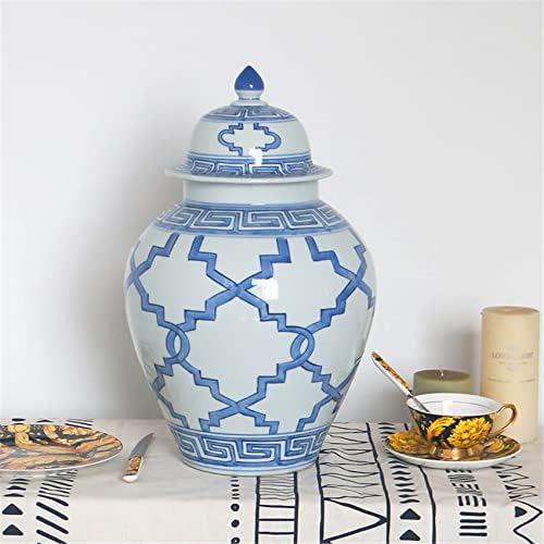 Potes de cerâmica namazi, jarro de chá, frascos de armazenamento em estilo chinês, potes decorativos com tampas azuis