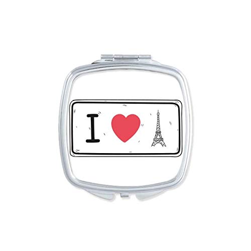 Eu amo Eiffel Tower Words Padrão Espelho Portátil Compact Pocket Maquia