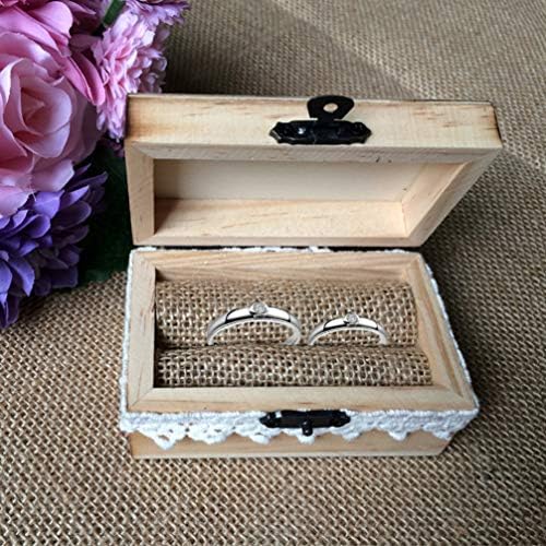 Decoração vintage de Hemoton Caixa de casamento de madeira pequena caixa de casamento Sra. Caixa de anel de madeira