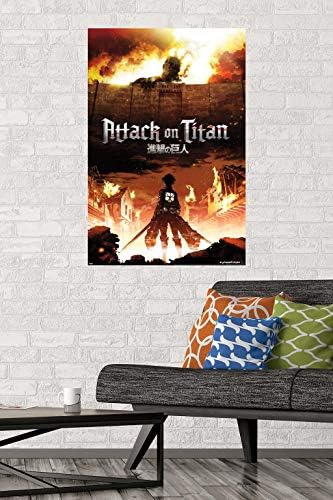 Trends International Attack on Titan - Fire Wall Poster, 22.375 x 34, versão sem moldura