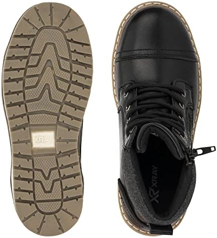 X Footwear Fashion Fashion Classic Lace Up Combate Faux Leather High-Top Chukka Boots com guia Pull, Cap-toe, plataforma de calcanhar em bloco, sola de borracha termoplásica