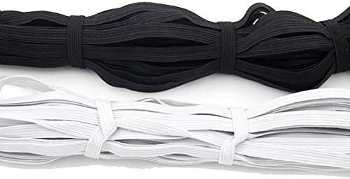 Selcraft 10 metros de 3/6mm de costura máscaras de banda de costura brancas pretas elásticas altas elásticas de borracha plana faixa de cintura Costura corda esticada para máscara diy - 6mm - 10m 1347