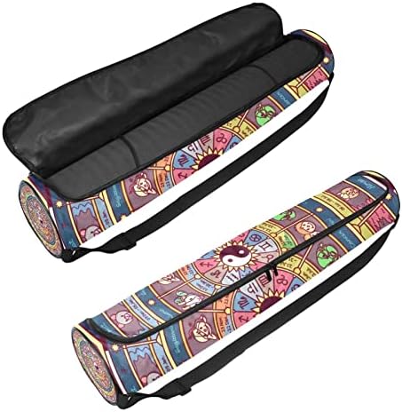 Sacos de tapete de ioga de roda astrológicos Bolsa de transporte de ioga de ioga para homens, exercícios portador de tapete de ioga com cinta ajustável