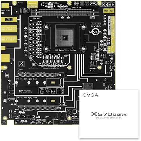 EVGA X570 Dark, 121-VR-A579-KR, AM4, AMD X570, PCIE Gen4, SATA 6GB/S, 2,5 GB/S LAN, Wi-Fi 6/BT5.2, USB 3.2 gen2x2, M.2, U. 2, Eatx, AMD Mother placa