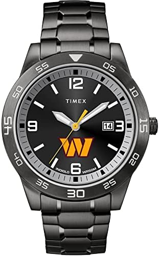 Timex Tribute Men's NFL Acclaim 42mm Watch - Washington Comandantes com banda de expansão de aço inoxidável preto