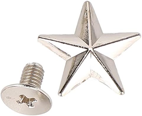 Zerodis 50pcs Star forma de pregos estrela rebites, metal garanhões de garanhões de picos de estrela e picos de couro de metal artesanato diy para sapatos de sapatos decoração de roupas