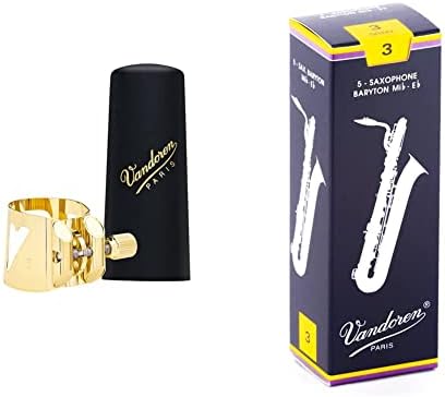 Vandoren LC04P Ligatura ideal e tampa de plástico para clarinete de baixo prateado com 3 placas de pressão intercambiáveis