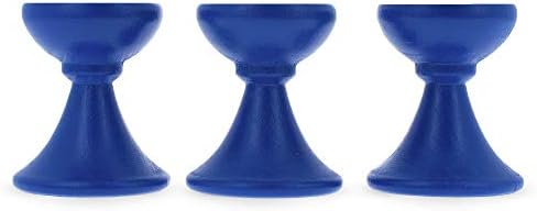 Bestpysanky Conjunto de 3 suportes de ovo de madeira azul exibe 1,4 polegadas