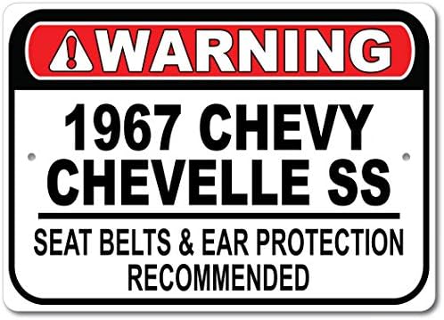 1967 67 Chevy Chevelle SS Belinha de segurança Recomendou placar de carro, sinal de garagem de metal, decoração de parede,
