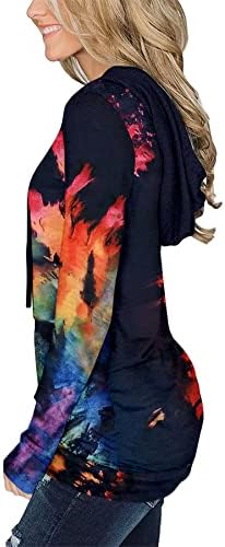Modarani Womens Pullover Hoodie Sweothirts Tunica Casual Tops Kangaroo Camisas de bolso Tie Tye & Floral Print