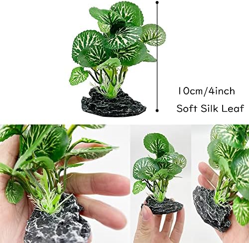 Plantas de aquário Smoothedo-Pets Betta Decorações de Tanques de Peixe 4 polegadas/Tamanho Pequeno Planta de seda macia Planta artificial de peixe-água de peixe esconde tanque de cobra/répteis plantas