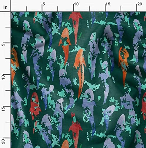 Soimoi Green Cotton Jersey Fabric Fish Ocean Print Sewing Fabric Yard 58 polegadas de largura