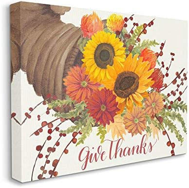 As indústrias Stuell agradecem a colheita de outono Floral Cornucopia, Design by Grace Popp Canvas Wall Art, 24 x 30,