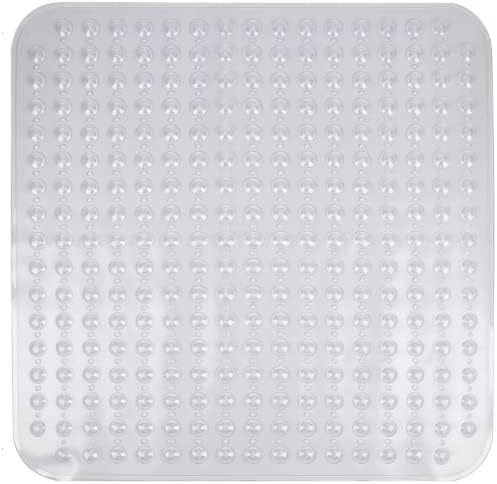 Enkosi Tapete de chuveiro sem escorregamento quadrado extra grande | Tapetes de chuveiro XL de 31 x 31 polegadas para chuveiros anti -deslize - tapete de chuveiro quadrado para pisos de chuveiro | Copos de sucção seguros e orifícios de drenagem -
