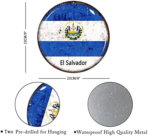 Madcolitote El Salvador Metal Sign El Salvador Bandeira Bem -vindo sinal da porta Nacional Bandeira personalizada