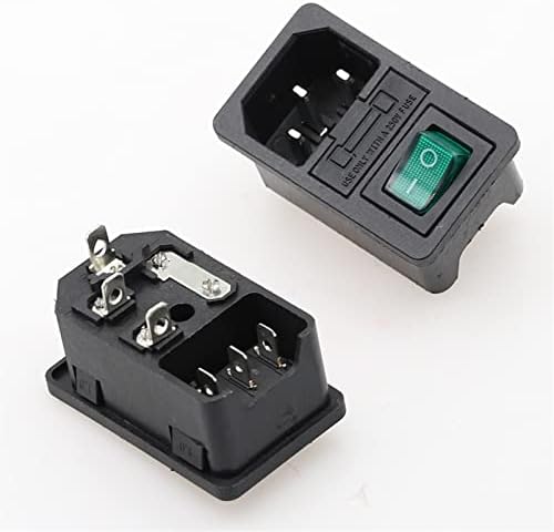 Werevu 1PCS Rocker Switch Fused IEC 320 C14 Power Socket com conector do conector do interruptor de fusível da lâmpada com fusível