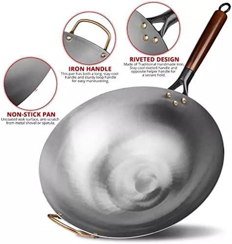 Wionc tradicional wok wok antiquado wok de ferro sem revestimento panela de panela de gasolina
