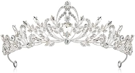 Coroa de prata de aco-uint para mulheres, tiara de casamento de cristal para a princesa da noiva Tiara Royal coroa elegante coroa da rainha para traje de halloween Cosplay