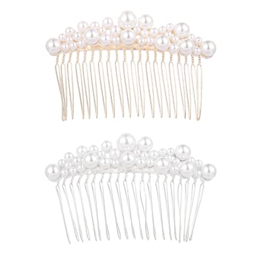 HOMESOGOOD 2PCS Mulheres Pearl Hair pente pinos de casamento acessórios de cabelo tiara clipes de noiva jóias de cabelo de noiva