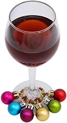 Doitool Wine Glass Charms Markers, 6 PCs Christmas Ball Plástico Charms de vidro de vidro de vidro de vidro de vidro Charms Anéis de arame Marcadores de bebidas Favorias Favorias