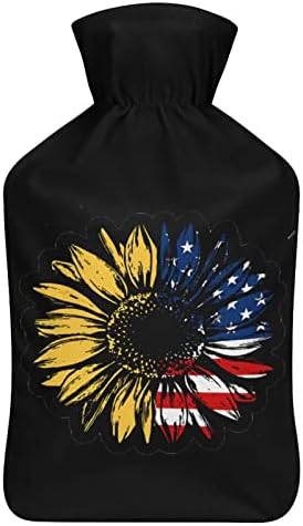 Garrafa de água quente de bandeira americana de bandeira americana 1000 ml com tampa macia Removável Saco de injeção de água de pacote