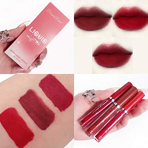 Presentes para mulheres, Lip Gloss Set 3 PCs Veludedy Mist Misturize Lip Tint Durando Lipstick Líquido de Longo Longo Presentes