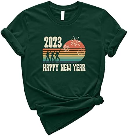 Mulheres t camisetas femininas 2023 t camisetas de mangas curtas pescoço redondo o ano novo tops casuais spandex de poliéster feminino