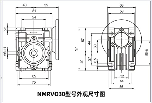 Motor DAVITU DC - NMRV030 RELAÇÃO DE REDUÇÃO DE REDUÇÃO DE ENGRENAGEM DE VERÃO 5: 1 a 80: 1 Eixo de 11 mm para 23 motor de passo