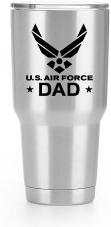 Air Force Dad Emblema adesivo de decalque vinil | Coffee e xícaras isoladas | Apenas decalques! Copo não incluído! | Preto | 2-3 x 2,9 polegadas | KCD1806