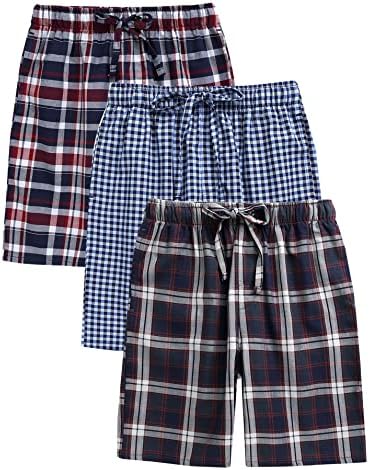 Calça de lounge curta de algodão tinfl para homens - de tecido macio de tecido 1/2/3 Definir calças de pijama com bolsos