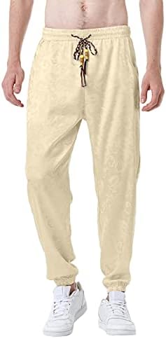 Calças de linho masculinas de tamanho de dragão casual Pontas de dragão de cordão de goleta de bolso calças de calça