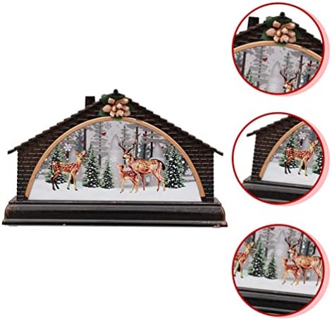 Nuobesty Winter Home decoração cena de Natal Casas da aldeia com ornamentos de chalé de neve leves de inverno Cabine de cabine de