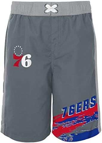 Exterterstuff NBA Big Boys Youth Grey Calor-onda de shorts de natação, Philadelphia 76ers Small