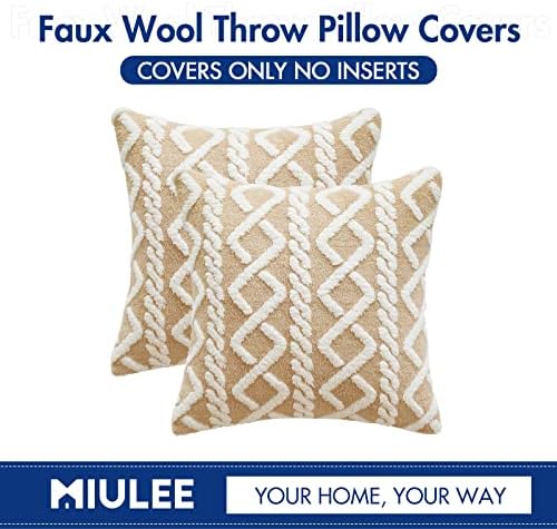 Miulee Pack de 2 covers de almofada de lã falsa decorativa de lã macio macio de lã de lã curta de lã de lã de lã de lã