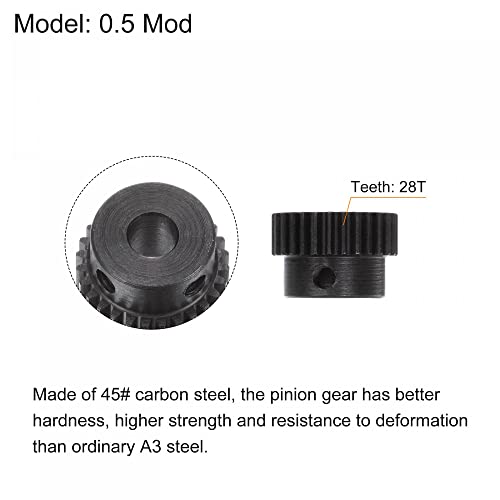 uxcell 0,5 mod 28t 4mm furo 15mm externo dia 45 conjunto de engrenagem de pinhão de motor de aço carbono