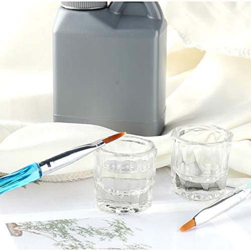 Bulex 2 Pack Dappen prato xícaras de líquido acrílico de unhas - Monômero de vidro transparente Monômero de unhas Líquida tigela de prato acrílico pó, jarra de vidro de acrílico para unhas