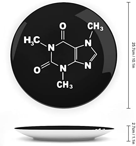 Molécula engraçada de cafeína óssea engraçada China Decorativa Placas de cerâmica redonda Artesanato com exibição Stand para decoração