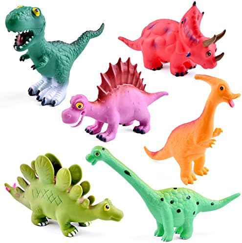 Fun Toys Little Toys 6pcs 12 Brinquedos de banho de dinossauros, Saft Dinosaur Figures Playset Water Squirts Toys for Bathtb com Organizador de Bath Toy, Dinosaur Party Supply