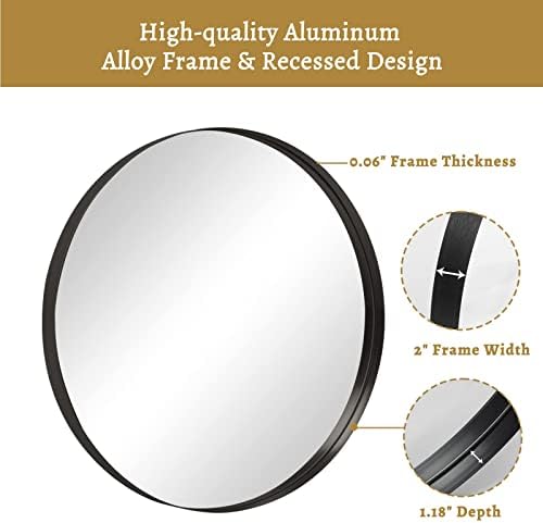 Neutypey 36 polegada espelho redondo espelho círculo de alumínio Espelho de parede de liga de alumínio grande penduramento