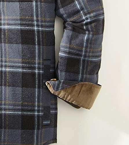 Casa de camisa xadrez masculina do venado -Camisa robusta de flanela escovada de lenços de mangas longs
