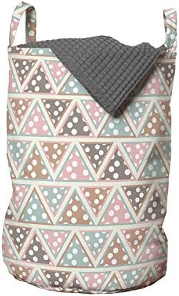 Bolsa de lavanderia abstrata de Ambesonne, triângulos pastel com Polka Dots Padrão Inspirações Bohemianas Design Geométrico, cesta