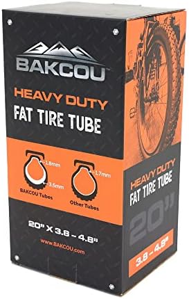 Tubo de bicicleta de pneu gordo de Bakcou, 26, 24, 20 x 4 polegadas, serviço pesado, válvula Schrader, preto. Perfeito para bicicleta E, bicicleta de montanha elétrica de pneus gordo ou qualquer bicicleta.