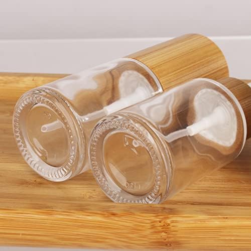 Cosidea 6 PCs vazios 2oz /60ml Bamboo tampa de vidro transparente garrafa de spray com névoa fina para descendente de cabeça para higineses de perfume líquido Recipientes