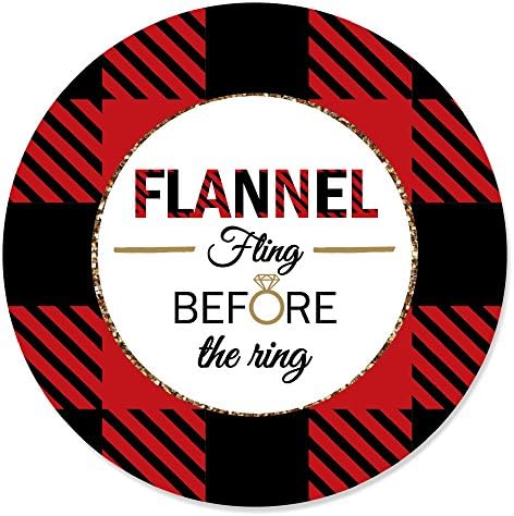 Big Dot Of Happiness Flanel Fling Antes do anel - Buffalo xadrez Bachelorette Party Circle Sticker Rótulos - 24 contagem