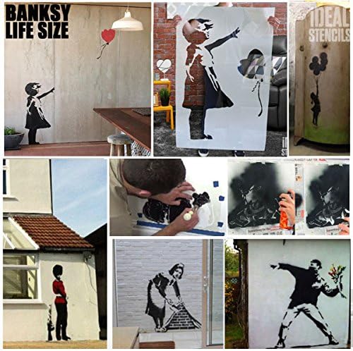 Banksy Stencil - Panda Guns Pandamonium | Decoração de casa reutilizável e estêncil de pintura a artesanato