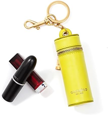 Capachoo Nappa Leaeher Zipper Lipstick Case com Keyring Chapstick Holder Keychain